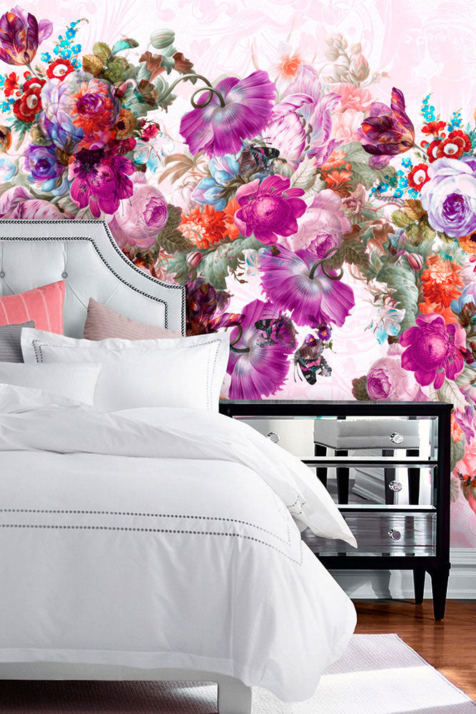 Bloom Boom Mauve Floral Wall Mural by Back to the Wall