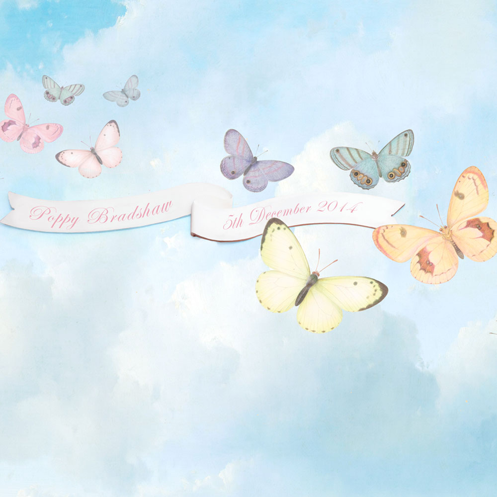 Butterfly Sky Monogram Wall Mural by Back to the Wall