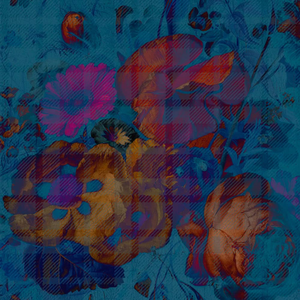 Floral Tartan Wall Mural by Back to the Wall