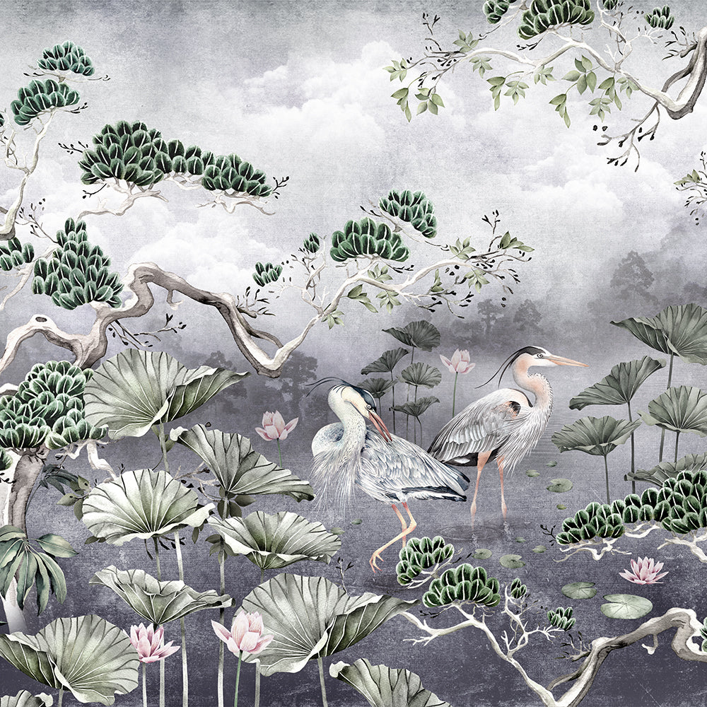 Silver Orient Wall Mural by Avalana Design