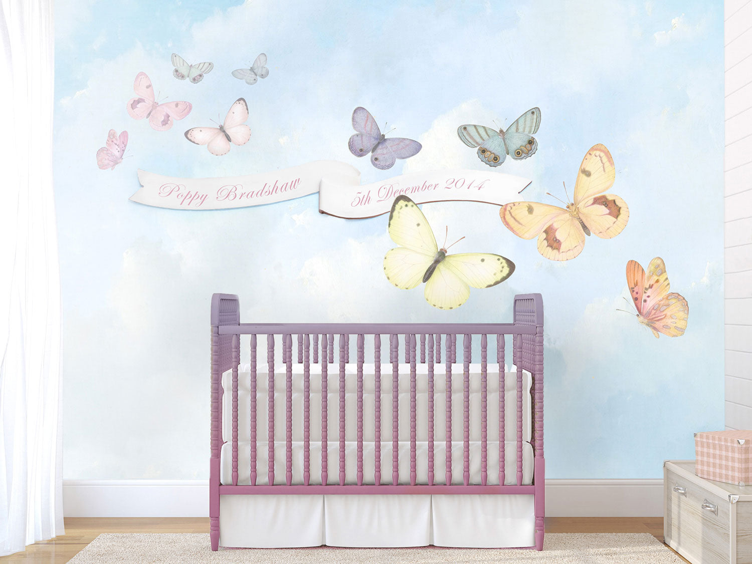 Butterfly Sky Monogram Wall Mural by Back to the Wall