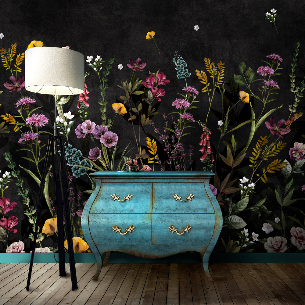 Maisie Floral Mural Wallpaper for living room by MM Linen for Back to the Wall