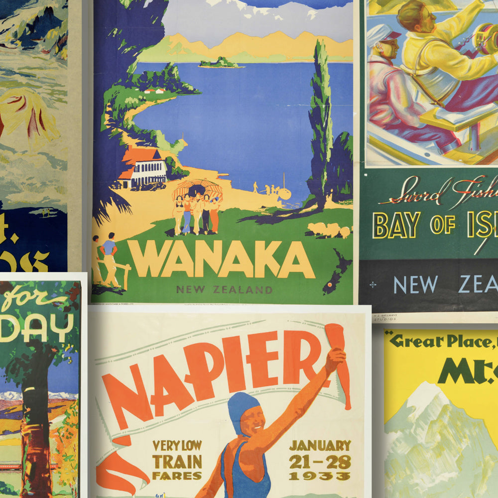 Vintage New Zealand Travel Posters Wallpaper Mural