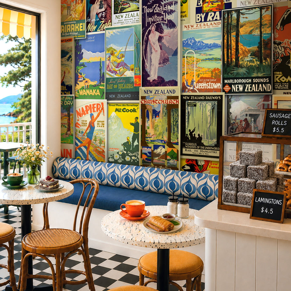 Vintage New Zealand Travel Posters Wallpaper Mural