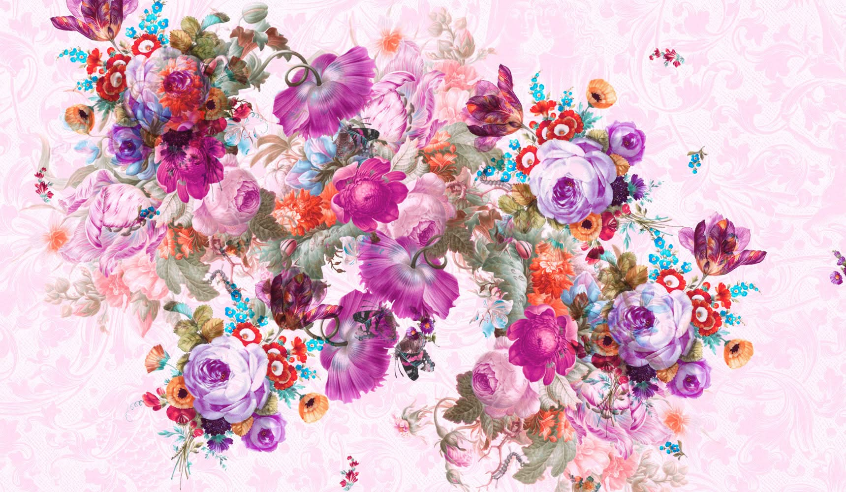 Bloom Boom Mauve Floral Wall Mural by Back to the Wall