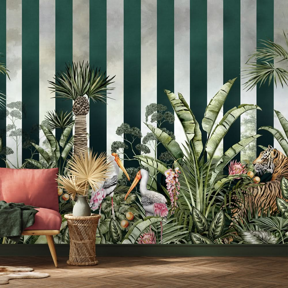 Caspian Stripe Wall Mural Living Room