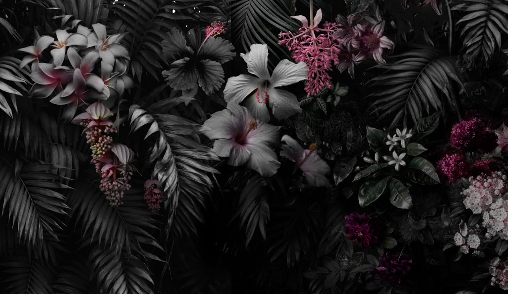 Dark Paradiso Floral Art Wall Mural by Back to the Wall