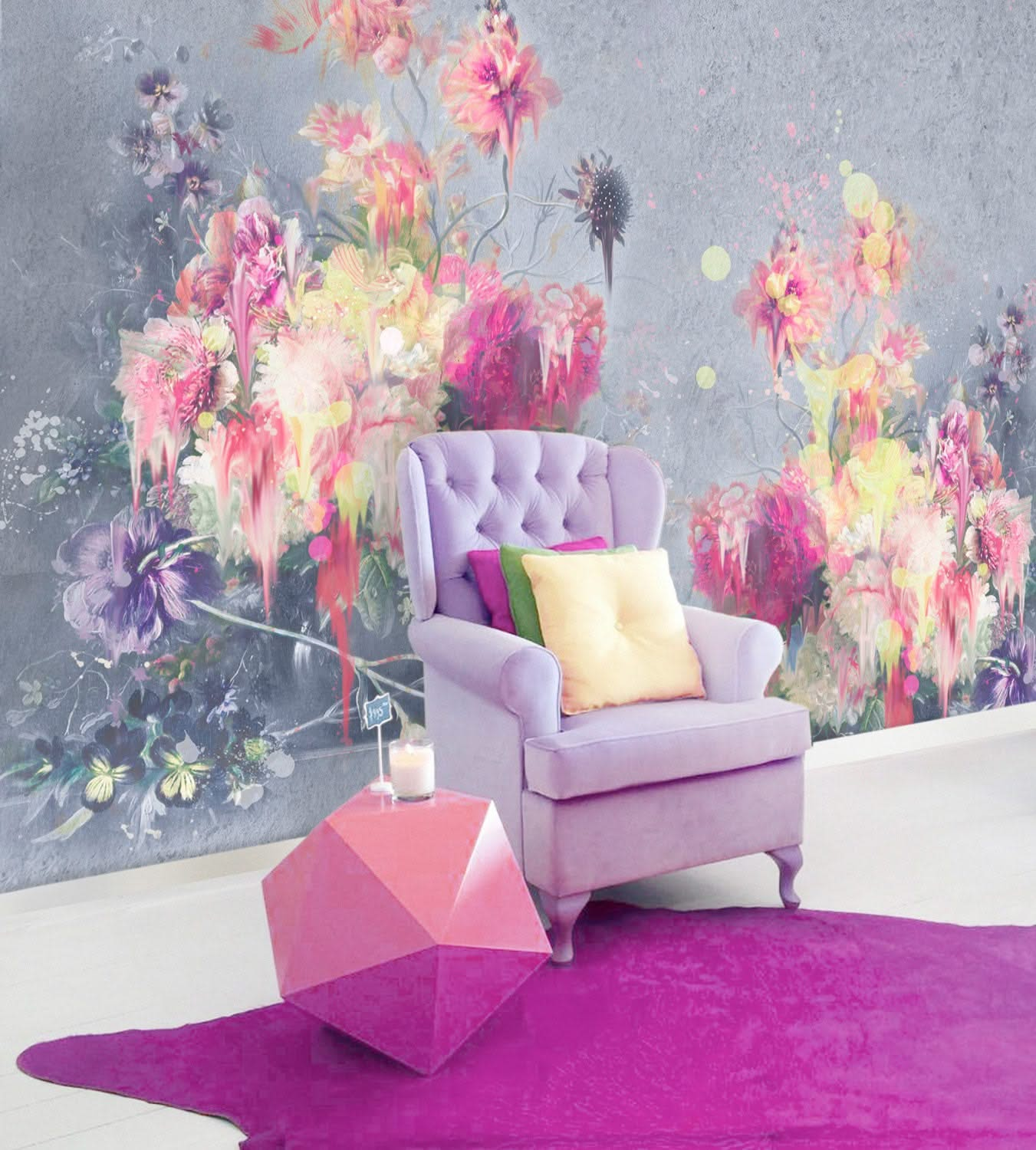 Floral Ink Wall Mural by Back to the Wall