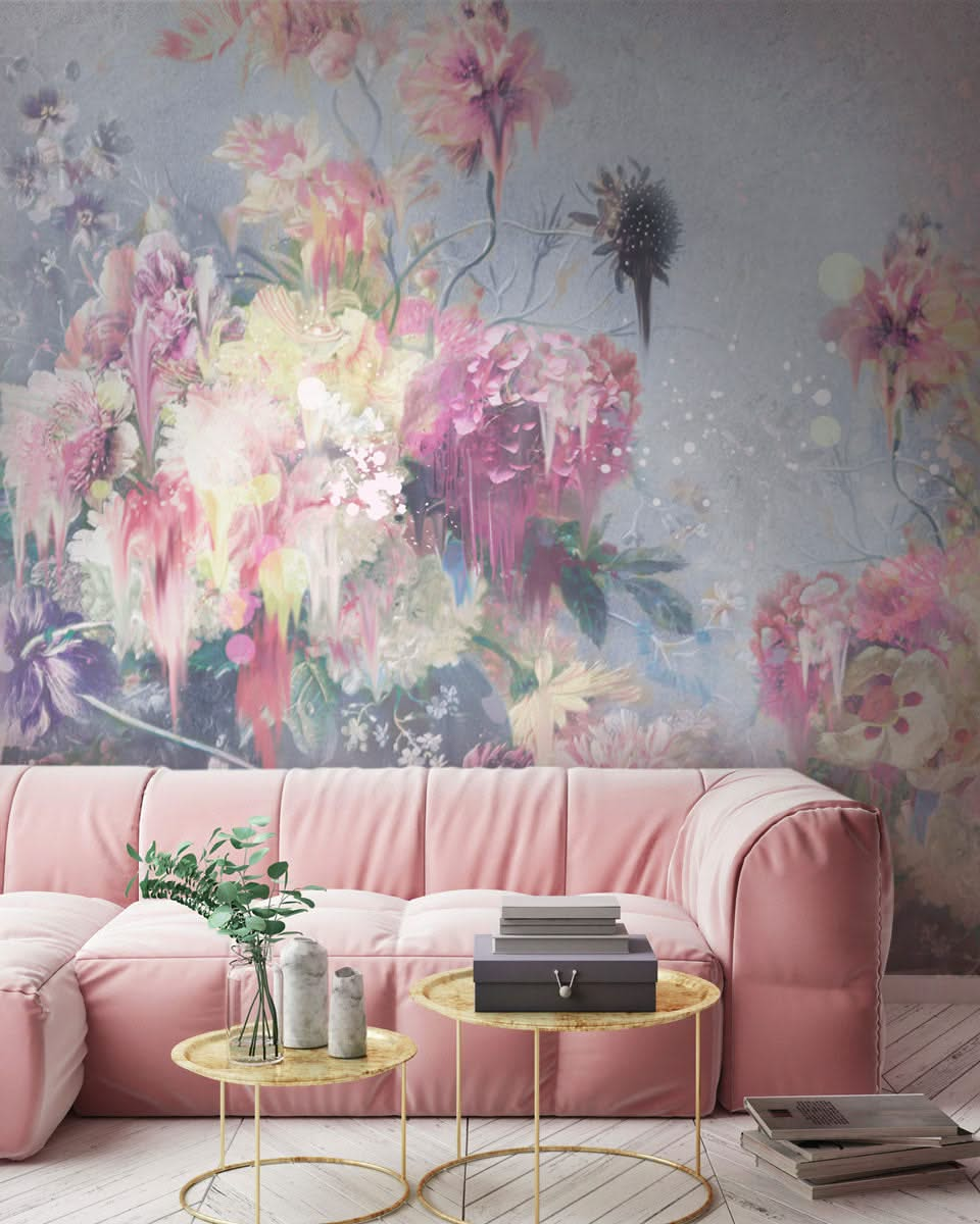 Floral Ink Wall Mural by Back to the Wall