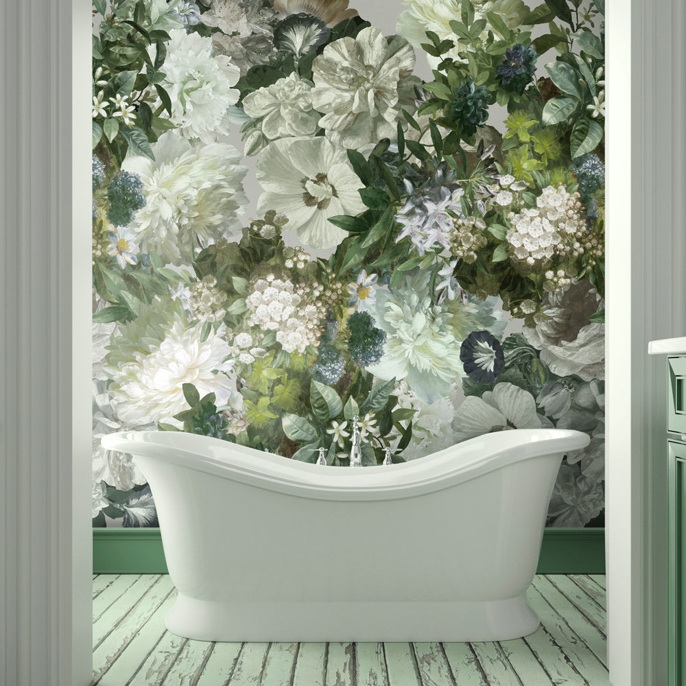 Florian Floral Mural Wallpaper for a bathroom by MM Linen for Back to the Wall