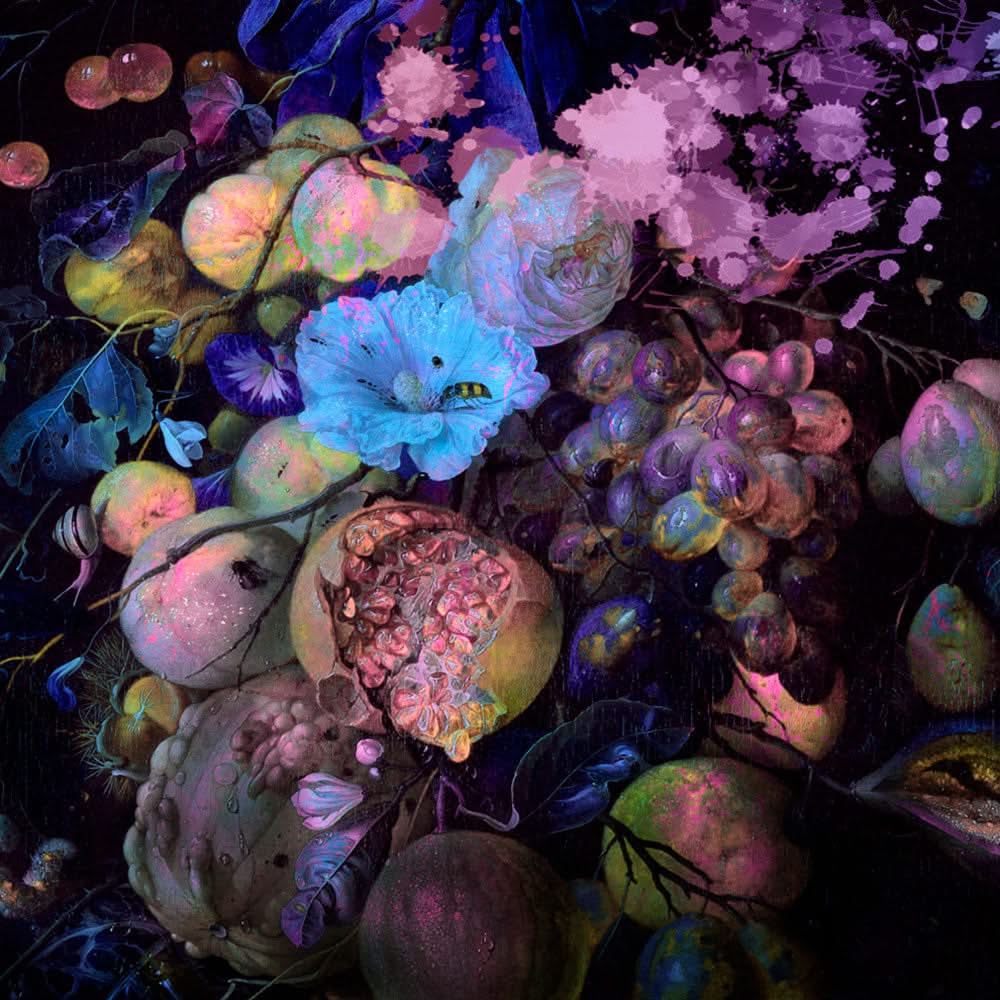 Fluro Floral Design Wall Mural by Back to the Wall - Back To The Wall