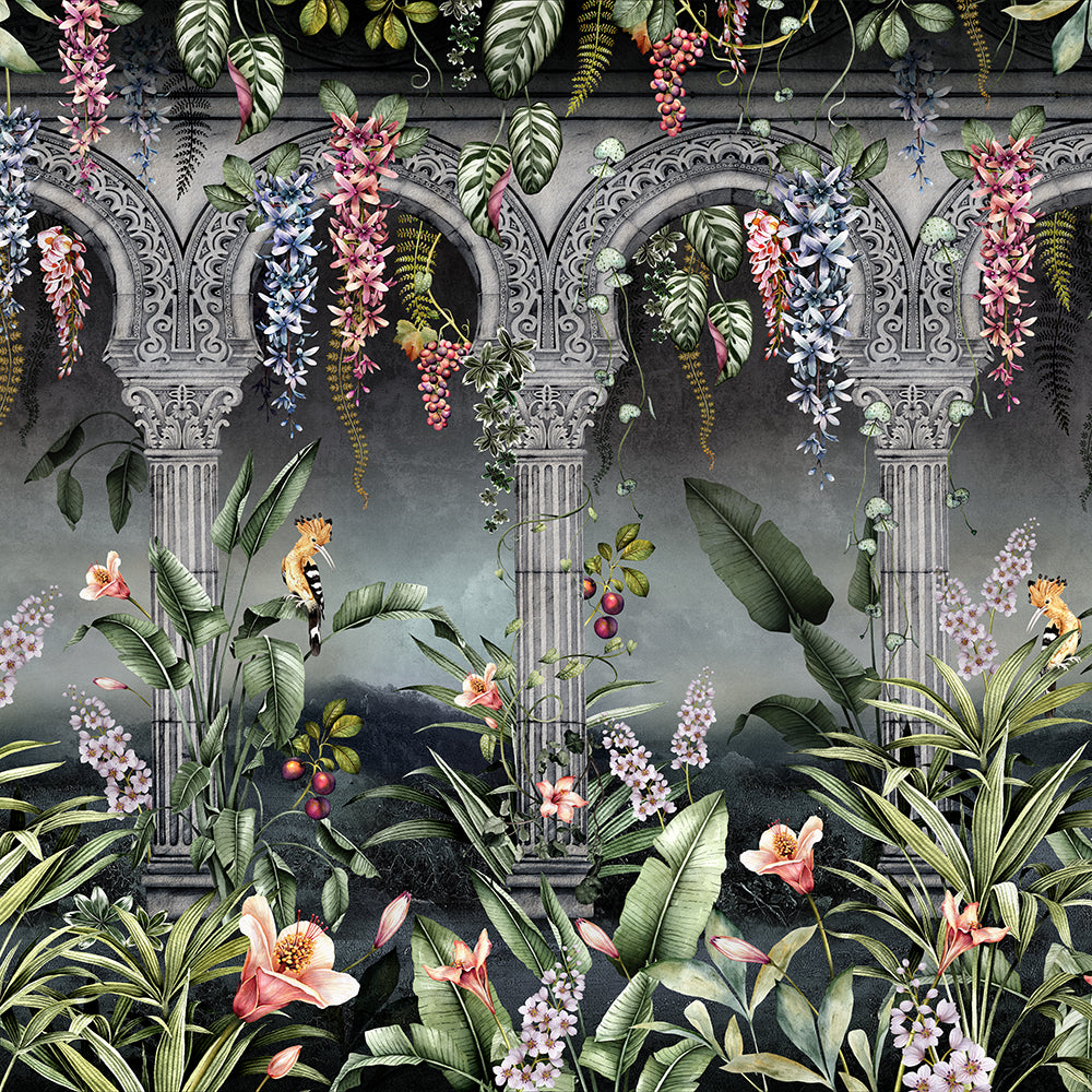 Gardens of Petra Charcoal Wall Mural by Avalana Design