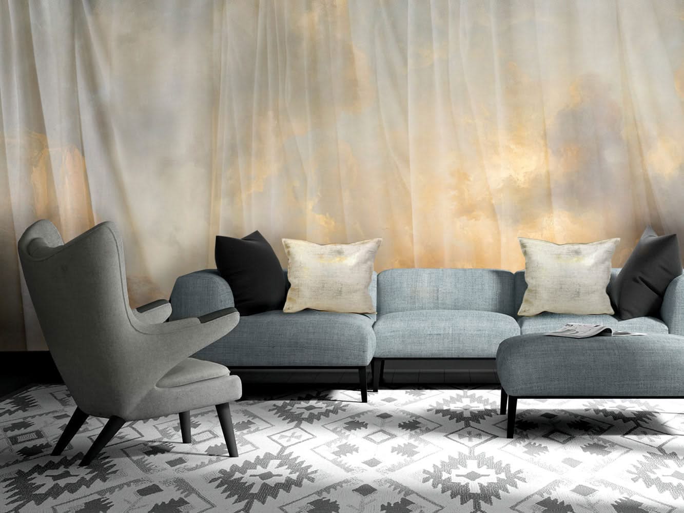 Heavenly Drapes Wall Mural by Back to the Wall