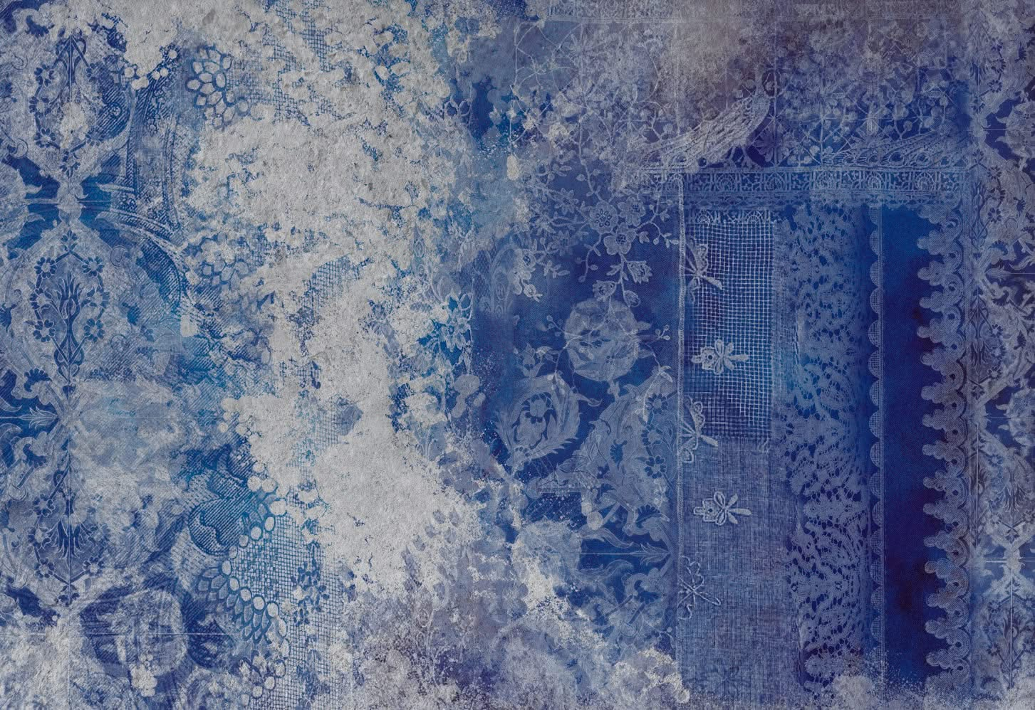 Lace Grunge Blue Wall Mural by Back to the Wall