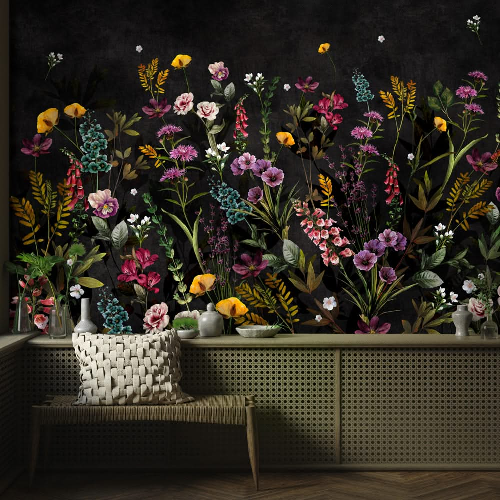 Maisie Floral Mural Wallpaper for living room by MM Linen for Back to the Wall