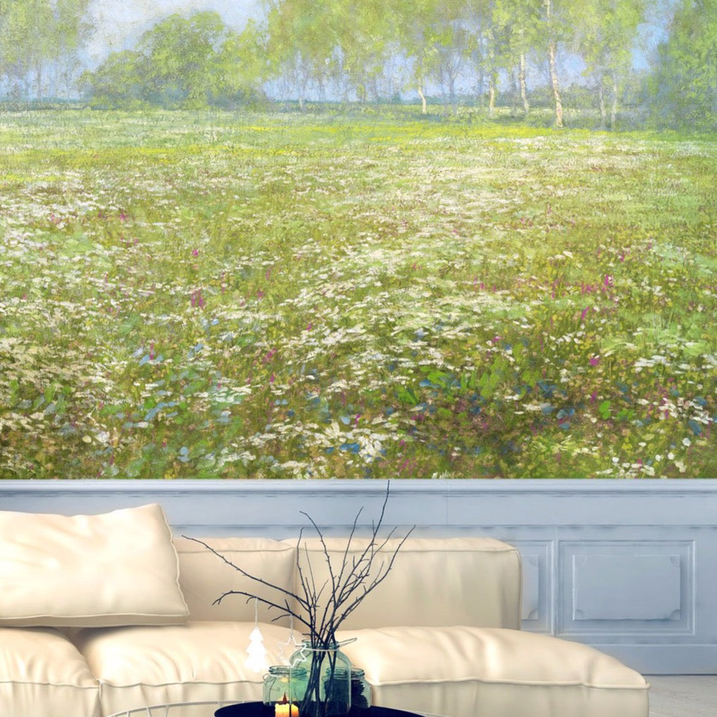 Meadow Grass Fields Wall Mural by Back to the Wall