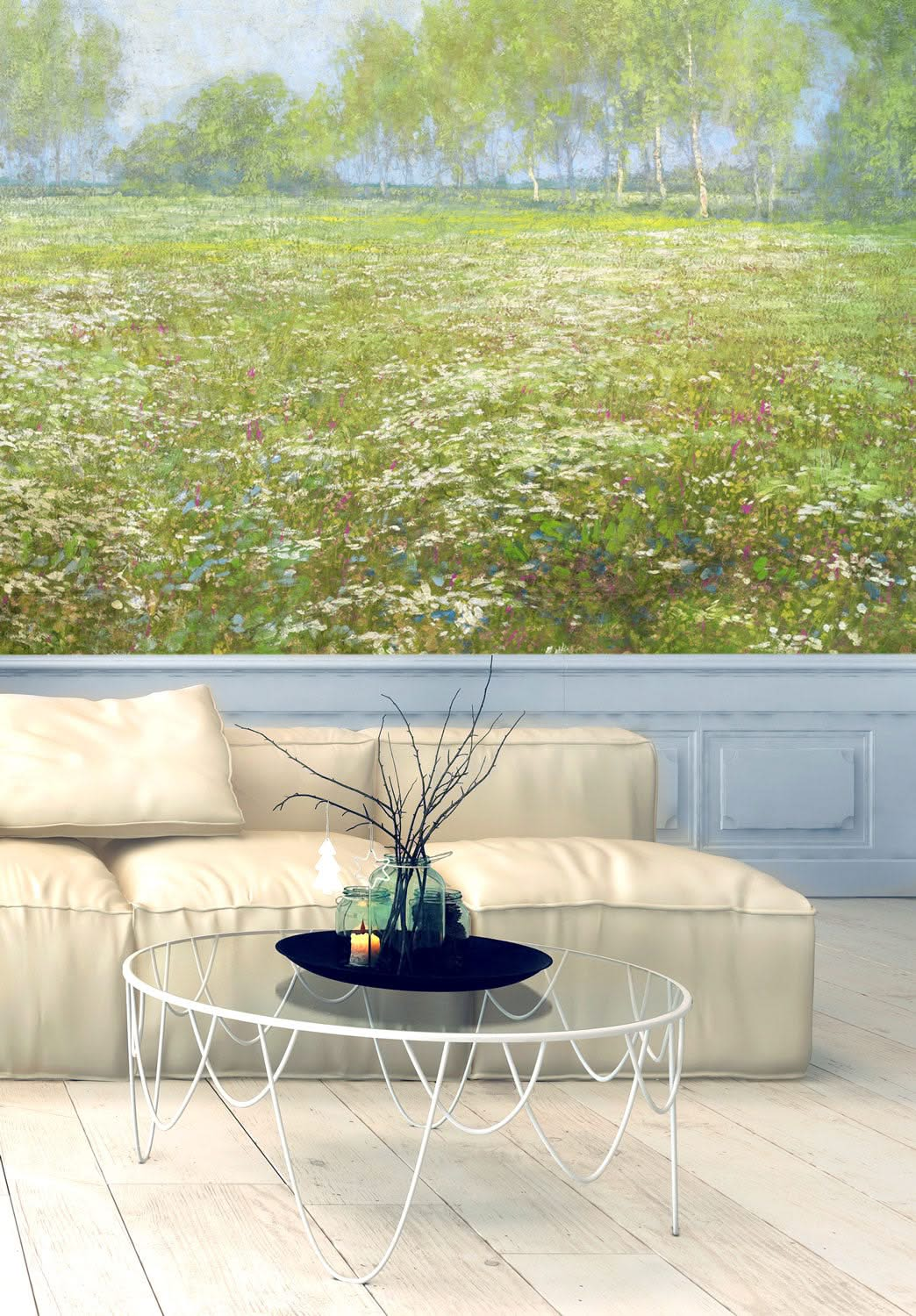 Meadow Grass Fields Wall Mural by Back to the Wall