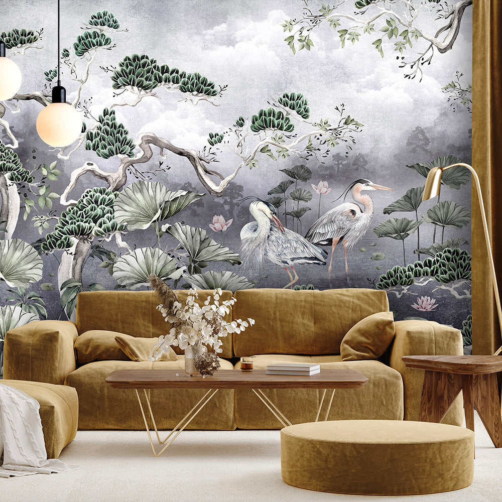 Silver Orient Wall Mural by Avalana Design