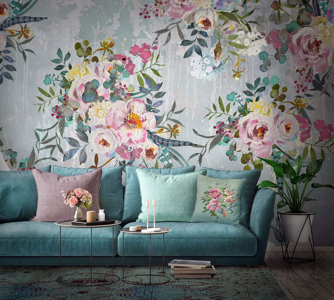 Murale Floreale Floral Wall Mural by Back to the Wall