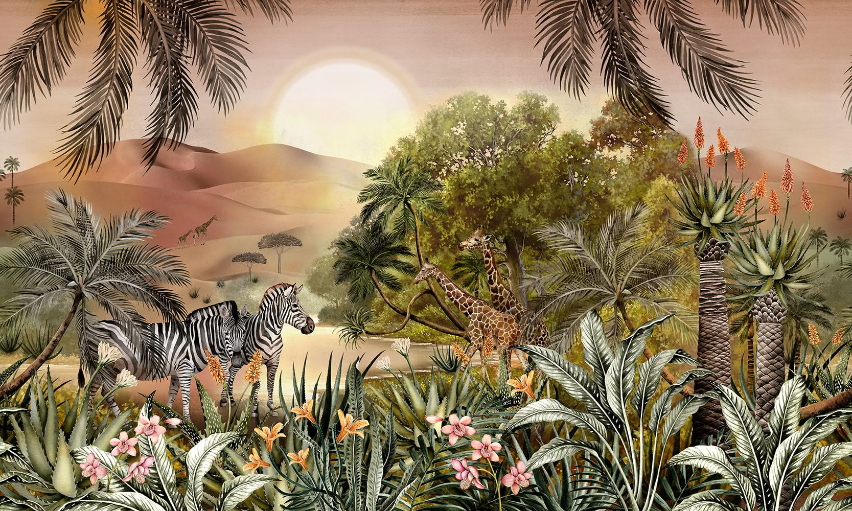 Savanna Sunrise Wall Mural by Avalana