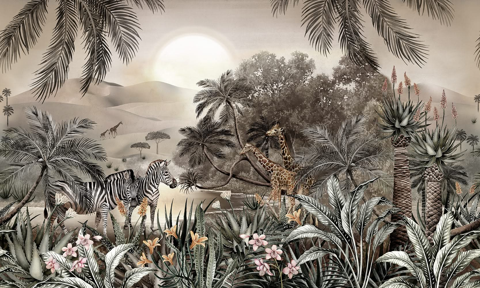 Savanna Sunset Wall Mural by Avalana Design