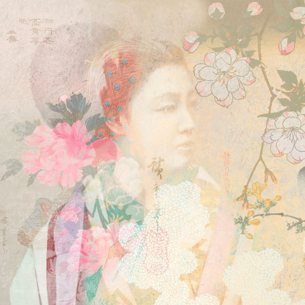 Serene Woman | Oriental Flowers Wall Mural by Back to the Wall