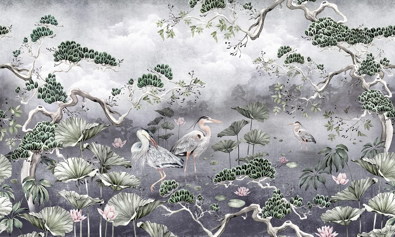 Silver Orient Wall Mural by Avalana Design