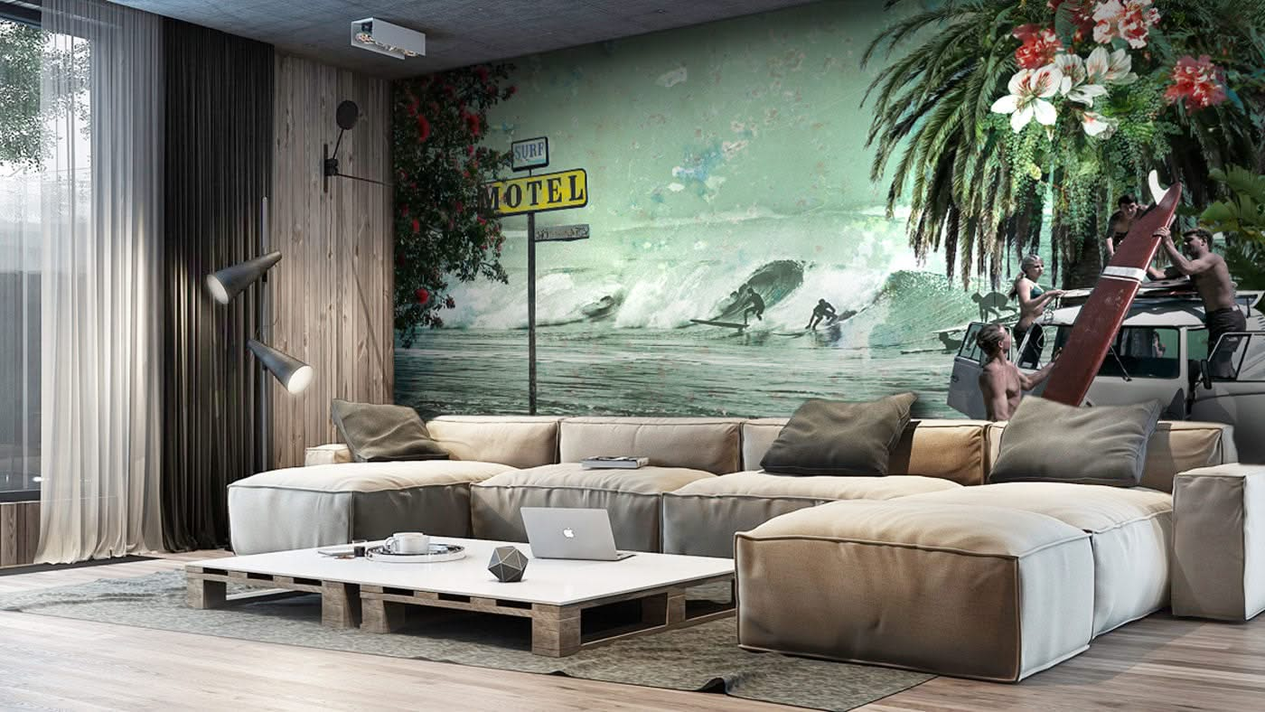 Surf Motel | Surfing Sea Ocean Wall Mural by Back to the Wall