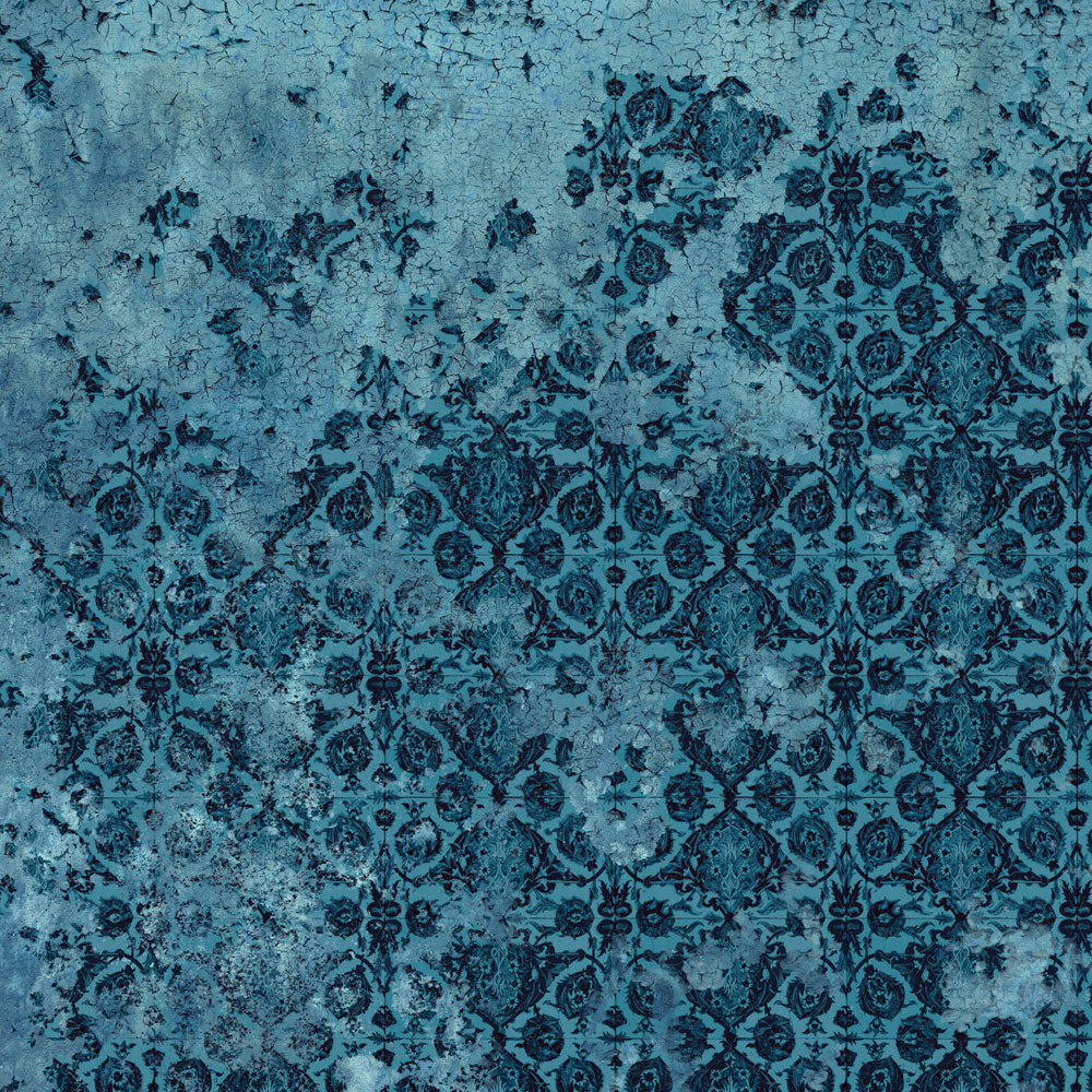Tile Grunge Blue Wall Mural by Back to the Wall