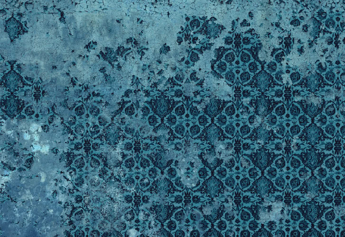 Tile Grunge Blue Wall Mural by Back to the Wall