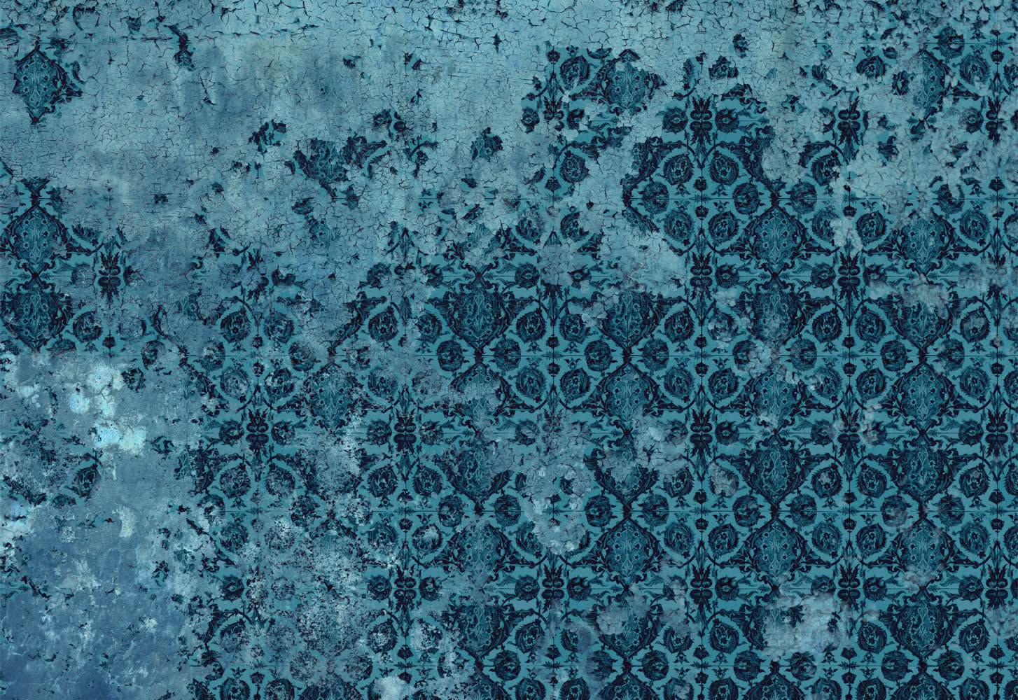 Tile Grunge Blue Wall Mural by Back to the Wall