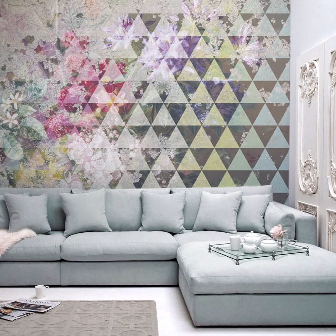 Tri Floral Geometric Wall Mural by Back to the Wall