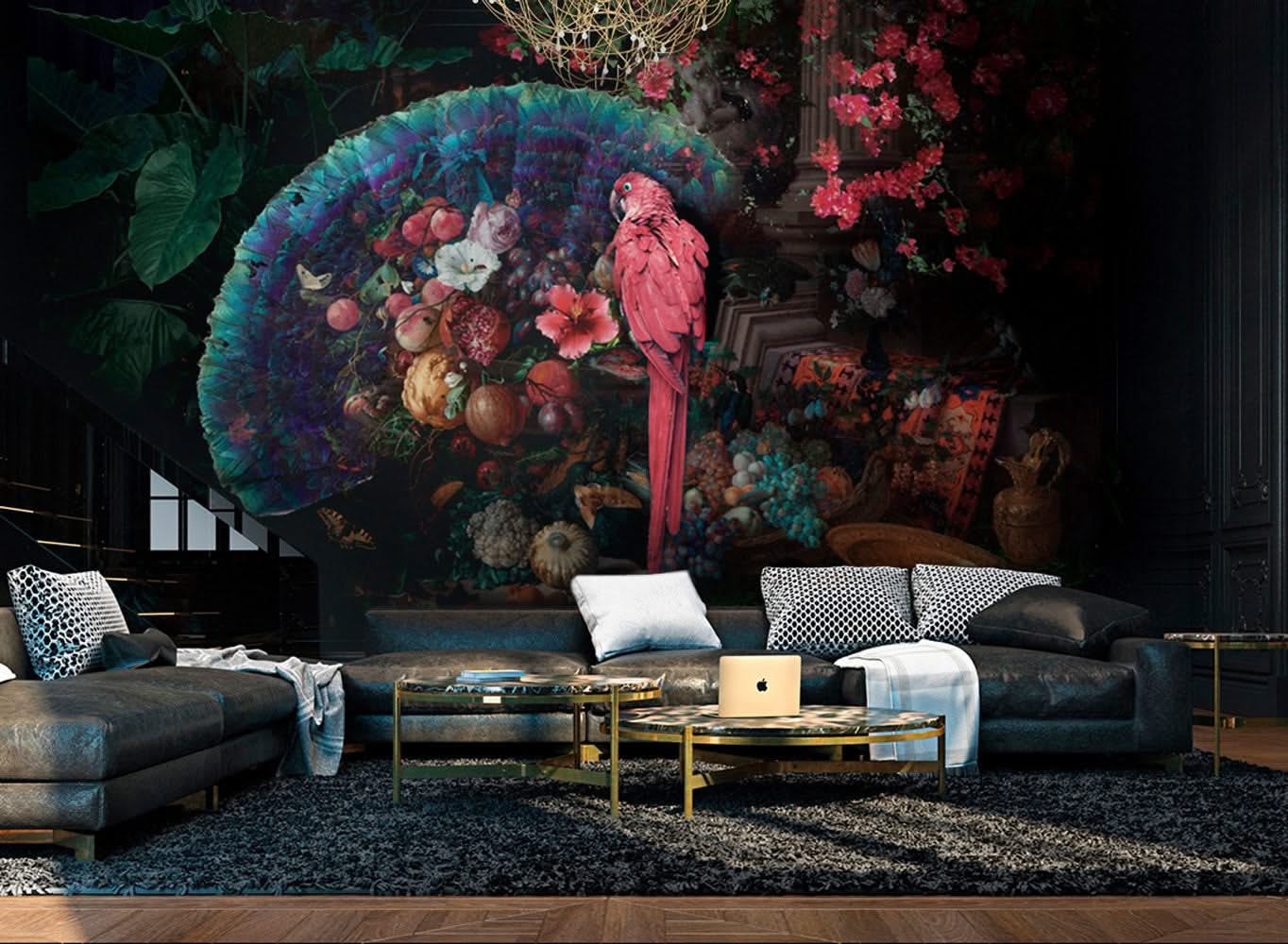 Beauty's Banquet Tropical Parrot Wall Mural by Back to the Wall