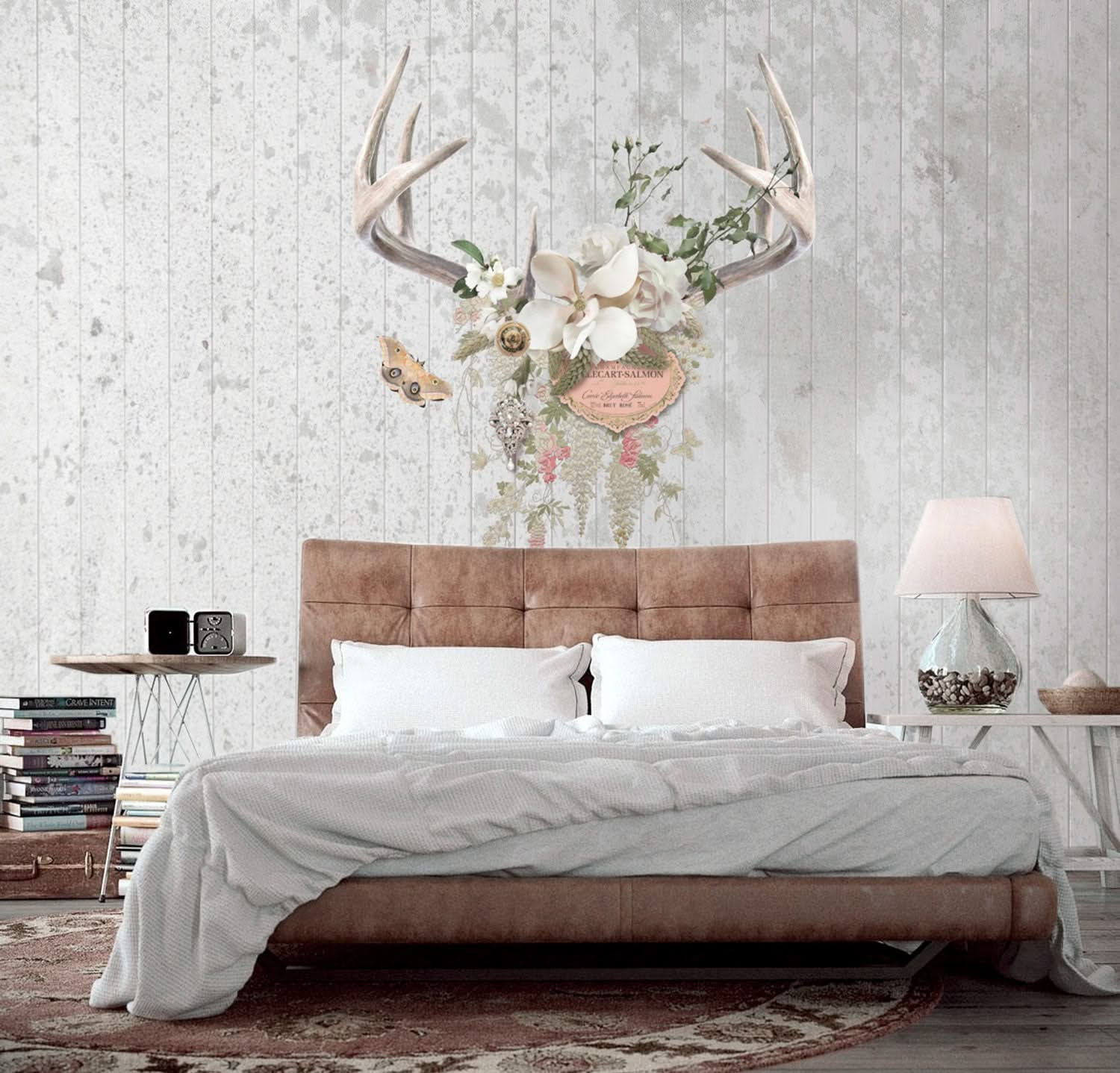 Champagne & Antlers Wall Mural by Back to the Wall