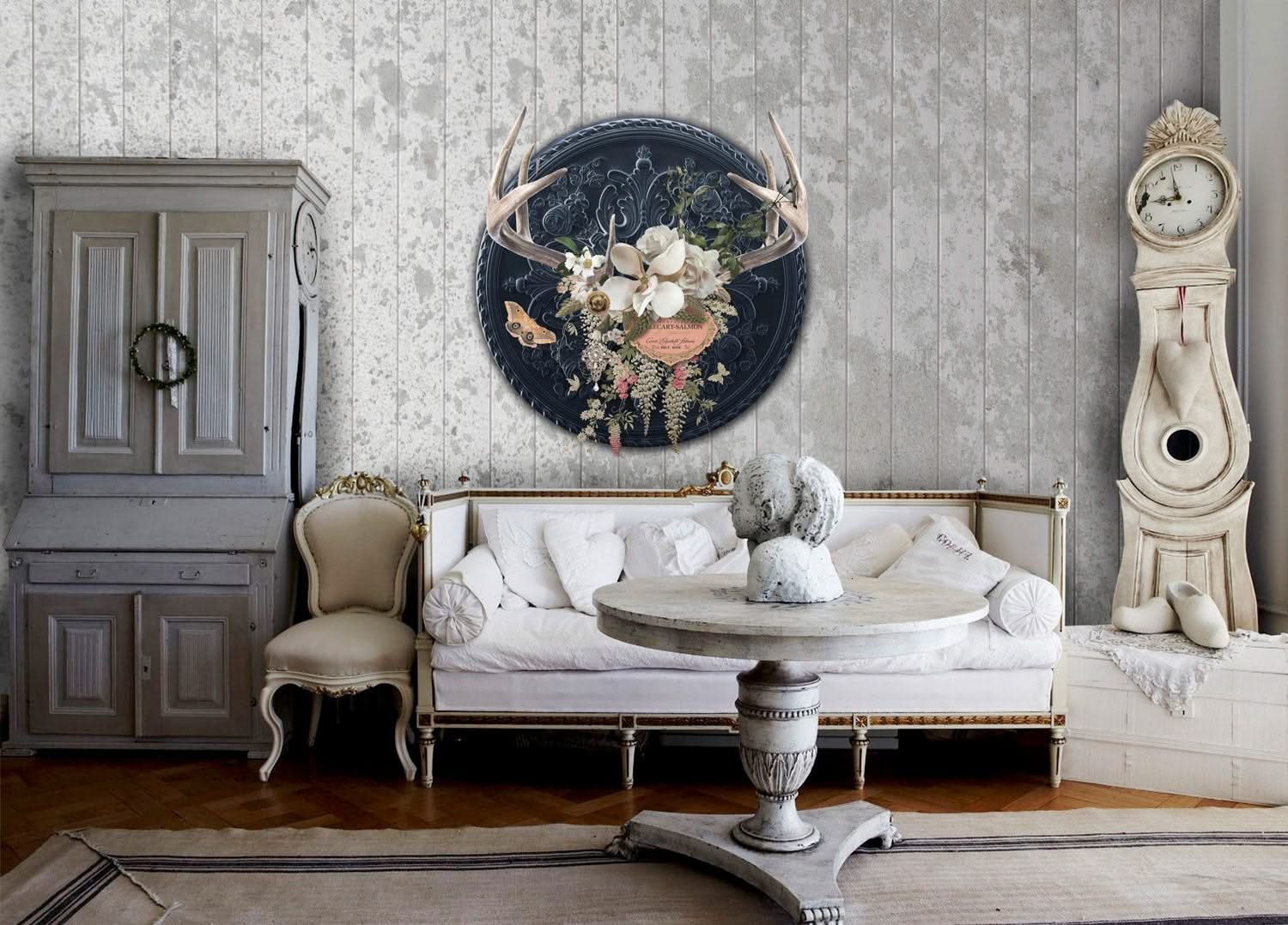 Champagne & Antlers Medallion Wall Mural by Back to the Wall