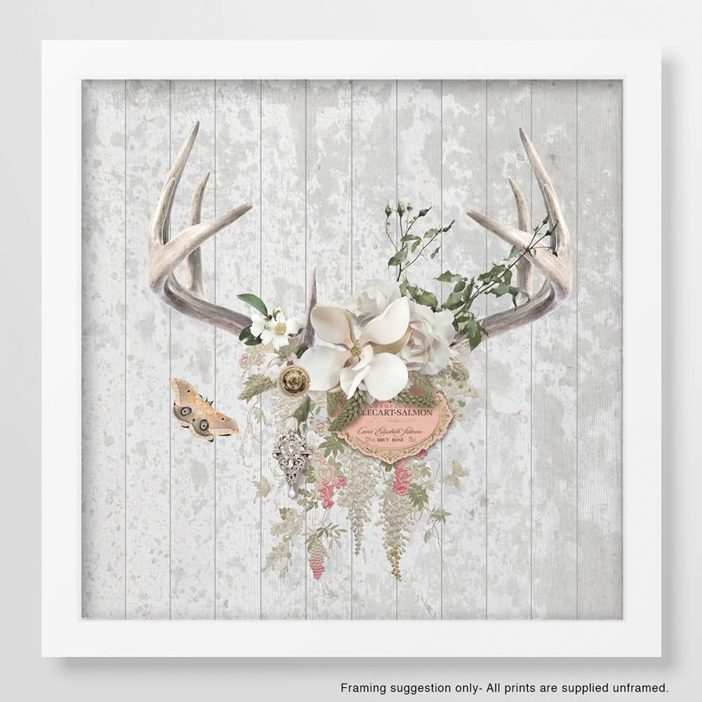 Champagne & Antlers Art Print by Back to the Wall