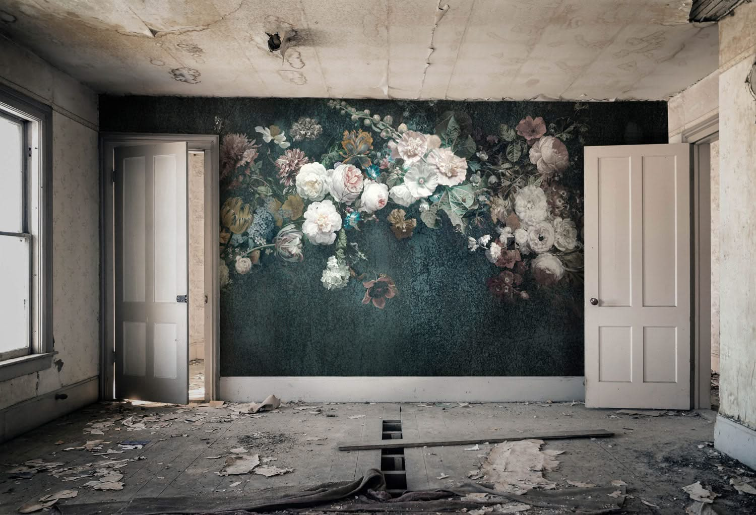 Faded Glory Floral Bouquet Wall Mural by Back to the Wall