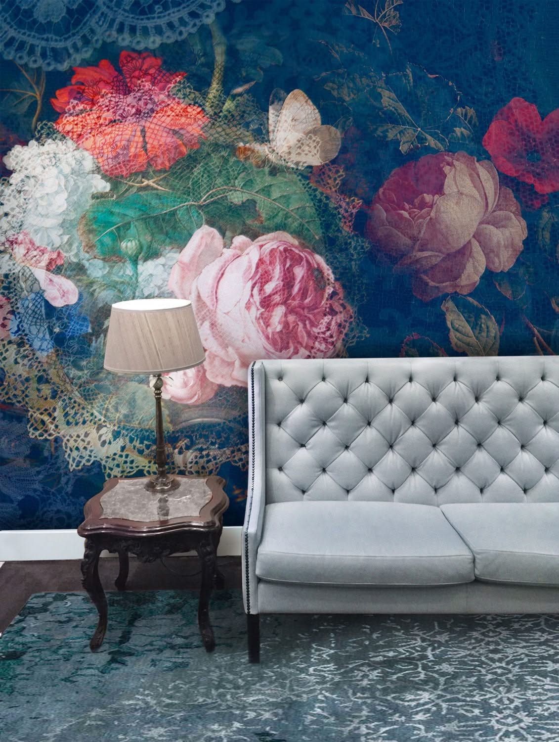 Floral Dolly Bouquet Wall Mural by Back to the Wall