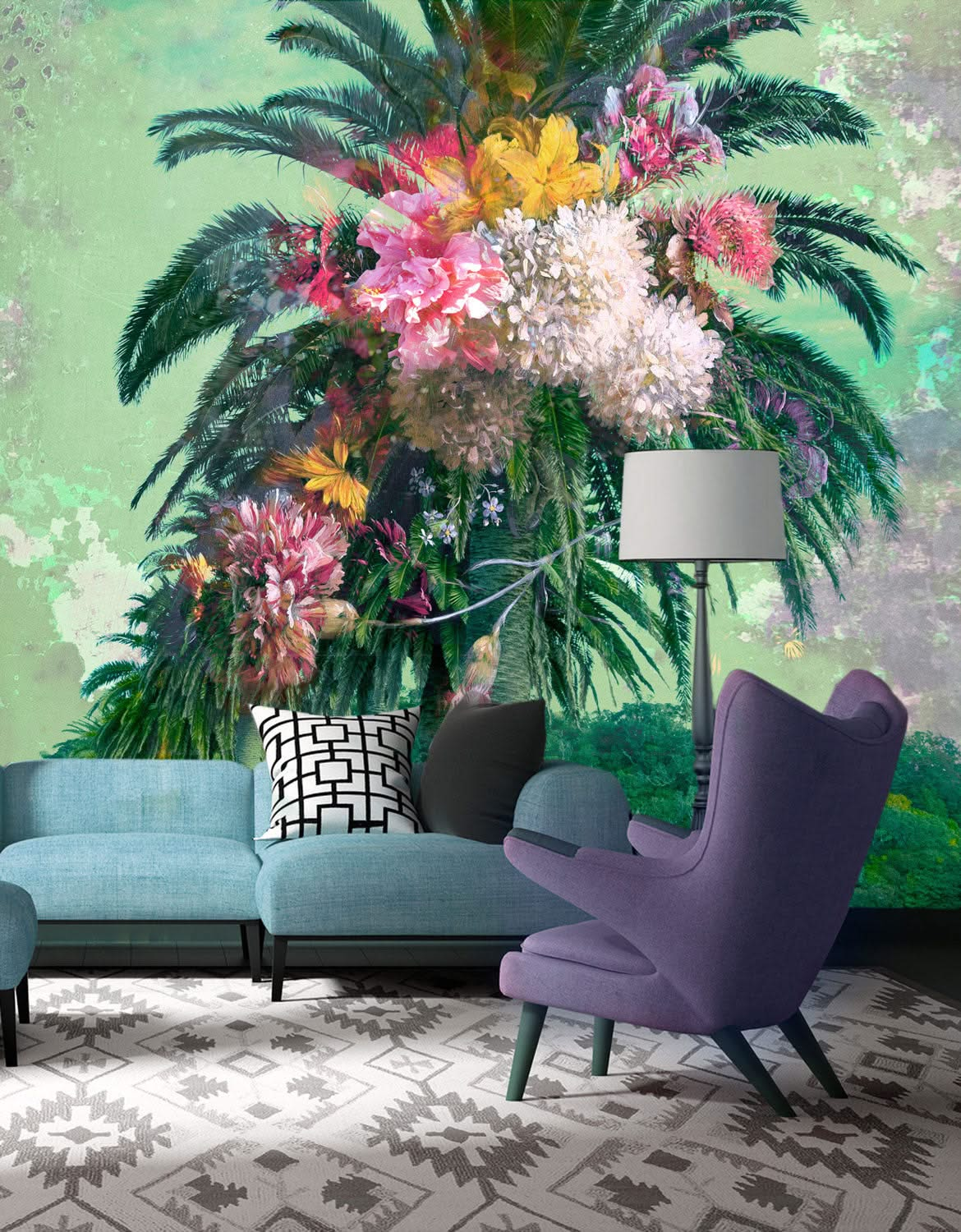 Floral Palm | Wall Mural by Back to the Wall