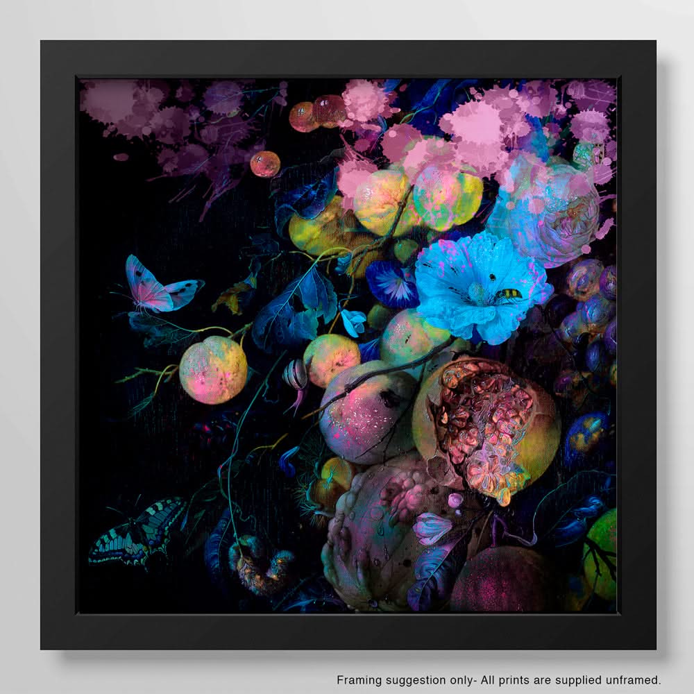 Fluro Floral Art Print by Back to the Wall
