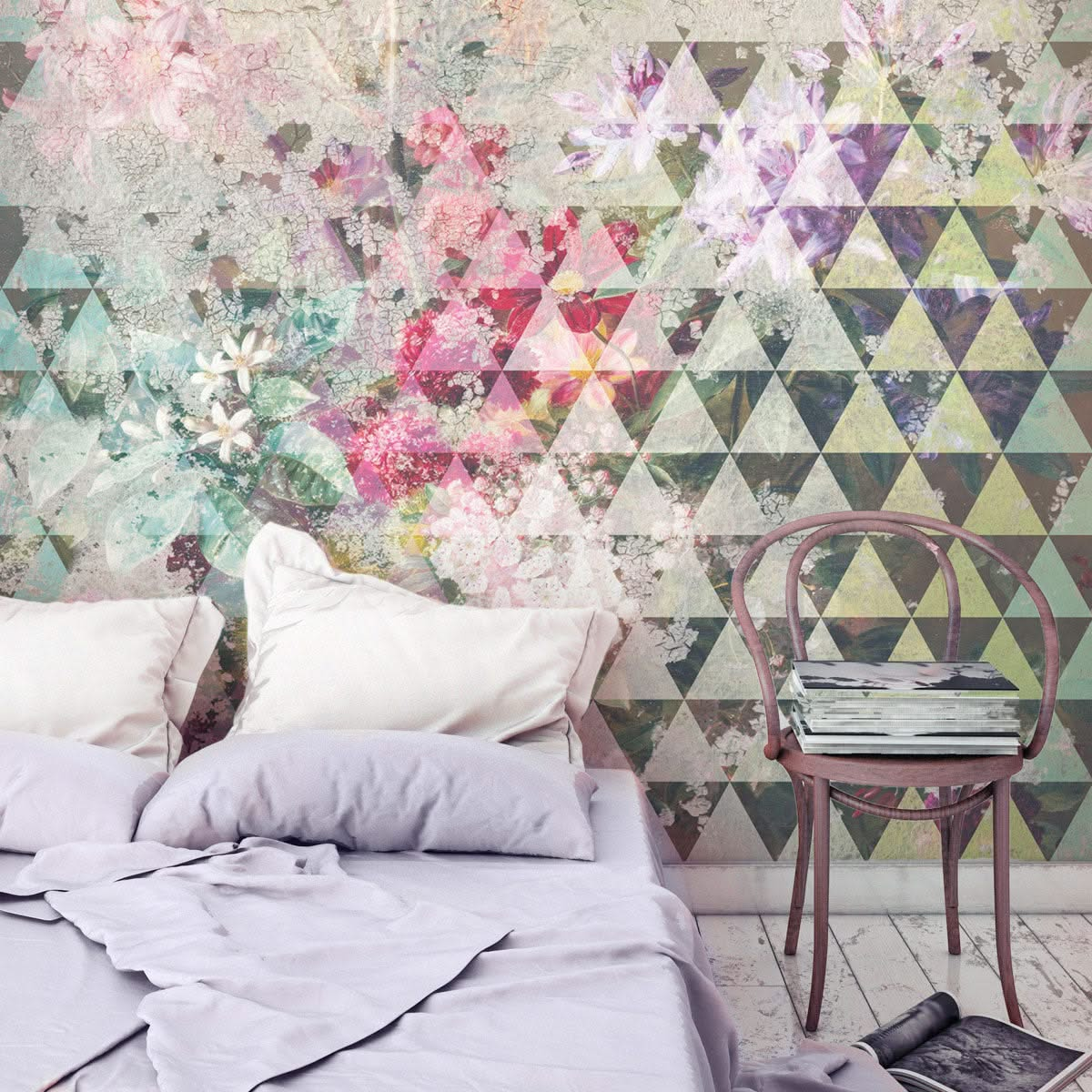 Tri Floral Geometric Wall Mural by Back to the Wall