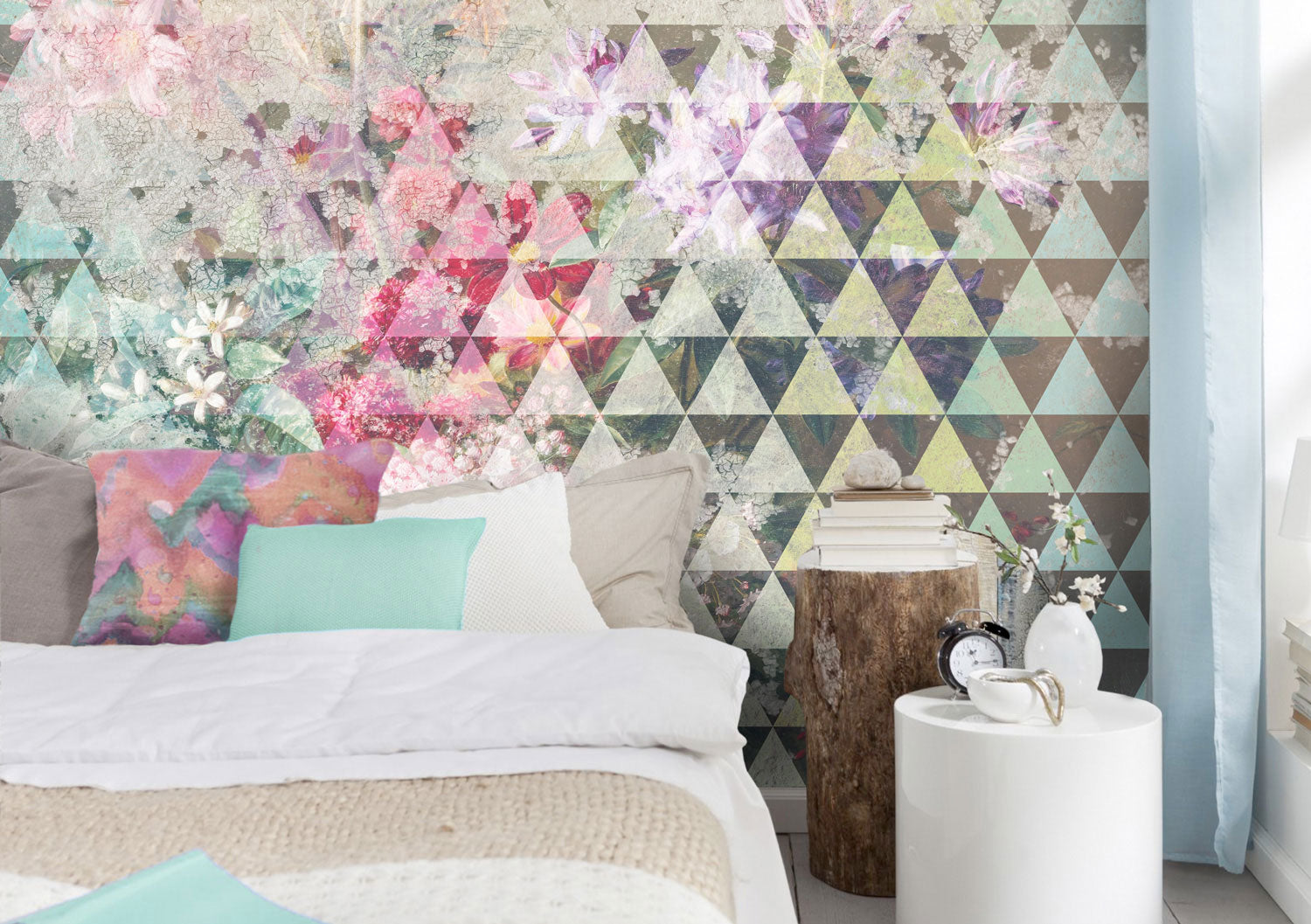 Tri Floral Geometric Wall Mural by Back to the Wall