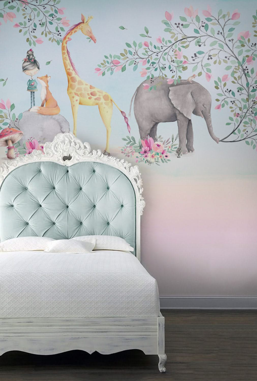 Whimsical Mural Wallpaper in a child's bedroom by Back to the Wall